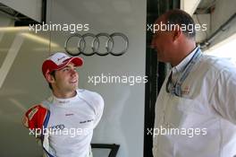 23.04.2010 Hockenheim, Germany,  Miguel Molina (ESP), Audi Sport Rookie Team Abt, Portrait, talking with Jaime Puig (ESP), Sport boss Seat Motorsport - DTM 2010 at Hockenheimring, Hockenheim, Germany