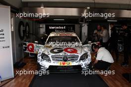 23.04.2010 Hockenheim, Germany,  Garage and car of Maro Engel (GER), Mücke Motorsport, AMG Mercedes C-Klasse - DTM 2010 at Hockenheimring, Hockenheim, Germany