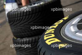 23.04.2010 Hockenheim, Germany,  Dunlop tyres in the pitlane - DTM 2010 at Hockenheimring, Hockenheim, Germany