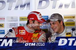 24.04.2010 Hockenheim, Germany,  (left) Martin Tomczyk (GER), Audi Sport Team Abt, Audi A4 DTM and ( right) Gary Paffett (GBR), Team HWA AMG Mercedes, AMG Mercedes C-Klasse during the press conference. - DTM 2010 at Hockenheimring, Hockenheim, Germany