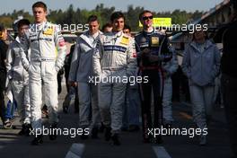 24.04.2010 Hockenheim, Germany,  (left) Paul di Resta (GBR), Team HWA AMG Mercedes, AMG Mercedes C-Klasse; (middle) Bruno Spengler (CAN), Team HWA AMG Mercedes, AMG Mercedes C-Klasse; (right) David Coulthard (GBR), Mücke Motorsport, AMG Mercedes C-Klasse - DTM 2010 at Hockenheimring, Hockenheim, Germany