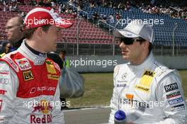 25.04.2010 Hockenheim, Germany,  Mattias Ekström (SWE), Audi Sport Team Abt, Audi A4 DTM and Gary Paffett (GBR), Team HWA AMG Mercedes, AMG Mercedes C-Klasse - DTM 2010 at Hockenheimring, Hockenheim, Germany