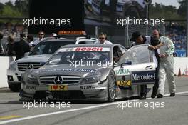 25.04.2010 Hockenheim, Germany,  Bruno Spengler (CAN), Team HWA AMG Mercedes, AMG Mercedes C-Klassen is rolling to the Park Ferme - DTM 2010 at Hockenheimring, Hockenheim, Germany