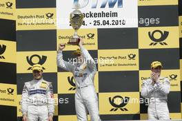 25.04.2010 Hockenheim, Germany,  2nd Bruno Spengler (CAN), Team HWA AMG Mercedes, AMG Mercedes C-Klasse, 1st Gary Paffett (GBR), Team HWA AMG Mercedes, AMG Mercedes C-Klasse, 3rd Jamie Green (GBR), Persson Motorsport, AMG Mercedes C-Klasse - DTM 2010 at Hockenheimring, Hockenheim, Germany