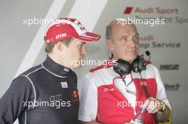 25.04.2010 Hockenheim, Germany,  Mattias Ekström (SWE), Audi Sport Team Abt, Audi A4 DTM with Dr. Wolfgang Ullrich (GER), Audi's Head of Sport - DTM 2010 at Hockenheimring, Hockenheim, Germany