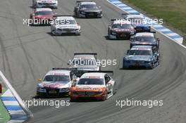 25.04.2010 Hockenheim, Germany,  Start of the Race, Gary Paffett (GBR), Team HWA AMG Mercedes, AMG Mercedes C-Klasse and Martin Tomczyk (GER), Audi Sport Team Abt, Audi A4 DTM - DTM 2010 at Hockenheimring, Hockenheim, Germany