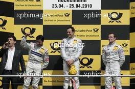 25.04.2010 Hockenheim, Germany,  Podium, 2nd Bruno Spengler (CAN), Team HWA AMG Mercedes, AMG Mercedes C-Klasse, Gary Paffett (GBR), Team HWA AMG Mercedes, AMG Mercedes C-Klasse, Jamie Green (GBR), Persson Motorsport, AMG Mercedes C-Klasse - DTM 2010 at Hockenheimring, Hockenheim, Germany