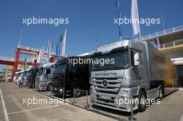 21.05.2010 Valencia, Spain,  AMG Mercedes transporters in the paddock - DTM 2010 in Valencia, Spain