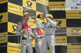 23.05.2010 Valencia, Spain,  Podium 1st Mattias Ekström (SWE), Audi Sport Team Abt, Audi A4 DTM and Bruno Spengler (CAN), Team HWA AMG Mercedes, AMG Mercedes C-Klasse - DTM 2010 in Valencia, Spain