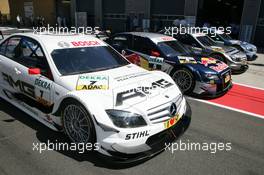 05.06.2010 Klettwitz, Germany,  The Cars of the 1st and 2nd Startrow, Paul di Resta (GBR), Team HWA AMG Mercedes, AMG Mercedes C-Klasse, Mattias Ekstroem (SWE), Audi Sport Team Abt, Audi A4 DTM, Bruno Spengler (CAN), Team HWA AMG Mercedes, AMG Mercedes C-Klasse, Jamie Green (GBR), Persson Motorsport, AMG Mercedes C-Klasse - DTM 2010 at Lausitzring / Eurospeedway Lausitz, Germany