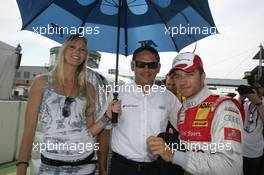 06.06.2010 Klettwitz, Germany,  Gemany Next Topmodel nominee Miriam Hoeller, Hans-Jurgen Abt (GER), Teamchef Abt-Audi, Timo Scheider (GER), Audi Sport Team Abt, Audi A4 DTM - DTM 2010 at Lausitzring / Eurospeedway Lausitz, Germany