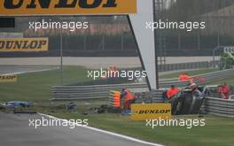 31.10.2010 Adria, Italy,  Alexandre Premat (FRA), Audi Sport Team Phoenix, Audi A4 DTM is chrashing - DTM 2010 at Hockenheimring