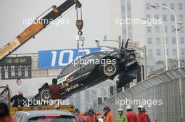 27.11.2010 Shanghai, China,  Timo Scheider (GER), Audi Sport Team Abt, Audi A4 DTM chrashed in Qualifying - DTM 2010 at Hockenheimring
