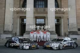 17.04.2010 Wiesbaden, Germany,  Groupshoot Kurhaus, 1st Row (l) Martin Tomczyk (GER), Audi Sport Team Abt, Audi A4 DTM, Bruno Spengler (CAN), Team HWA AMG Mercedes, AMG Mercedes C-Klasse, Timo Scheider (GER), Audi Sport Team Abt, Audi A4 DTM, Ralf Schumacher (GER), Team HWA AMG Mercedes, AMG Mercedes C-Klasse, Mattias Ekström (SWE), Audi Sport Team Abt, Audi A4 DTM, CongFu Cheng (CHN), Persson Motorsport, AMG Mercedes C-Klasse, 2nd Row (l) Katherine Legge (GBR), Audi Sport Team Rosberg, Audi A4 DTM, Markus Winkelhock (GER), Audi Sport Team Rosberg, Audi A4 DTM, Jamie Green (GBR), Persson Motorsport, AMG Mercedes C-Klasse, Alexandre Prémat (FRA), Audi Sport Team Phoenix, Audi A4 DTM, Susie Stoddart (GBR), Persson Motorsport, AMG Mercedes C-Klasse, 3rd Row (l) Oliver Jarvis (GBR), Audi Sport Team Phoenix, Audi A4 DTM, Miguel Molina (ESP), Audi Sport Rookie Team Abt, Audi A4 DTM, Maro Engel (GER), Mücke Motorsport, AMG Mercedes C-Klasse, Mike Rockenfeller (GBR),  Audi Sport Team Phoenix, Audi A4 DTM - DTM 2009 a
