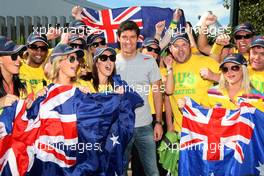 26.03.2010 Melbourne, Australia,  Mark Webber (AUS), Red Bull Racing with his fan club - Formula 1 World Championship, Rd 2, Australian Grand Prix, Friday