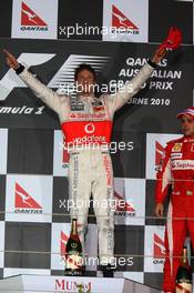 28.03.2010 Melbourne, Australia,  1st place Jenson Button (GBR), McLaren Mercedes - Formula 1 World Championship, Rd 2, Australian Grand Prix, Sunday Podium