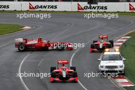 28.03.2010 Melbourne, Australia,  Fernando Alonso (ESP), Scuderia Ferrari gets overtaken by the safety car - Formula 1 World Championship, Rd 2, Australian Grand Prix, Sunday Race