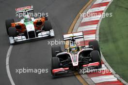 27.03.2010 Melbourne, Australia,  Bruno Senna (BRA), Hispania Racing F1 Team, Vitantonio Liuzzi (ITA), Force India F1 Team - Formula 1 World Championship, Rd 2, Australian Grand Prix, Saturday Qualifying