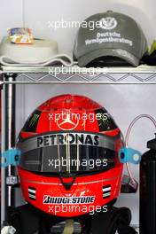 27.03.2010 Melbourne, Australia,  the helmet of Michael Schumacher (GER), Mercedes GP Petronas - Formula 1 World Championship, Rd 2, Australian Grand Prix, Saturday Practice