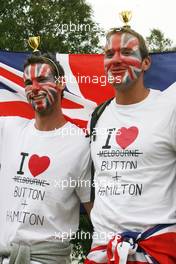 28.03.2010 Melbourne, Australia,  Fans of Lewis Hamilton (GBR), McLaren Mercedes and Jenson Button (GBR), McLaren Mercedes  - Formula 1 World Championship, Rd 2, Australian Grand Prix, Sunday