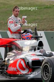 26.02.2010 Barcelona, Spain,  Jenson Button (GBR), McLaren Mercedes stops on track - Formula 1 Testing, Barcelona