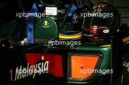 27.02.2010 Barcelona, Spain,  Helmet of Jarno Trulli (ITA), Lotus F1 Team  - Formula 1 Testing, Barcelona
