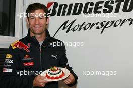 27.08.2010 Spa, Belgium,  Mark Webber (AUS), Red Bull Racing birthday - Formula 1 World Championship, Rd 13, Belgium Grand Prix, Friday