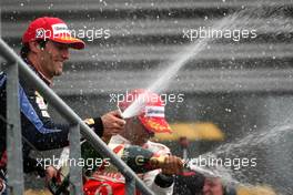 29.08.2010 Spa, Belgium,  Mark Webber (AUS), Red Bull Racing and Lewis Hamilton (GBR), McLaren Mercedes  - Formula 1 World Championship, Rd 13, Belgium Grand Prix, Sunday Podium
