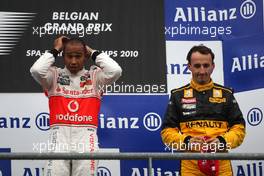 29.08.2010 Spa, Belgium,  Lewis Hamilton (GBR), McLaren Mercedes, Robert Kubica (POL), Renault F1 Team - Formula 1 World Championship, Rd 13, Belgium Grand Prix, Sunday Podium