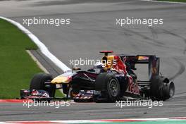 29.08.2010 Spa, Belgium,  Sebastian Vettel (GER), Red Bull Racing, puncture - Formula 1 World Championship, Rd 13, Belgium Grand Prix, Sunday Race