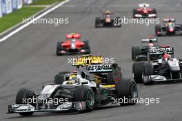 29.08.2010 Spa, Belgium,  Nico Rosberg (GER), Mercedes GP Petronas leads Michael Schumacher (GER), Mercedes GP Petronas - Formula 1 World Championship, Rd 13, Belgium Grand Prix, Sunday Race