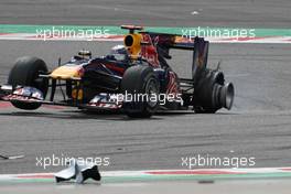 29.08.2010 Spa, Belgium,  Sebastian Vettel (GER), Red Bull Racing puncture - Formula 1 World Championship, Rd 13, Belgium Grand Prix, Sunday Race