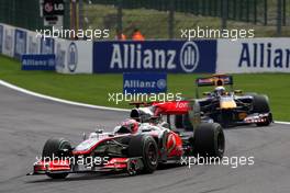 29.08.2010 Spa, Belgium,  Jenson Button (GBR), McLaren Mercedes, Sebastian Vettel (GER), Red Bull Racing - Formula 1 World Championship, Rd 13, Belgium Grand Prix, Sunday Race