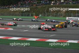 29.08.2010 Spa, Belgium,  Lewis Hamilton (GBR), McLaren Mercedes on the first lap - Formula 1 World Championship, Rd 13, Belgium Grand Prix, Sunday Race