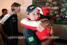 26.08.2010 Spa, Belgium,  Felipe Massa (BRA), Scuderia Ferrari and Rubens Barrichello (BRA), Williams F1 Team celebrates his 300 GP - Formula 1 World Championship, Rd 13, Belgium Grand Prix, Thursday