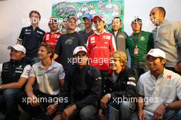 26.08.2010 Spa, Belgium,  Drivers gather to celebrate the 300th race of Rubens Barrichello (BRA), Williams F1 Team - Formula 1 World Championship, Rd 13, Belgium Grand Prix, Thursday