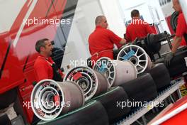 26.08.2010 Spa, Belgium,  Bridgestone technicians - Formula 1 World Championship, Rd 13, Belgium Grand Prix, Thursday