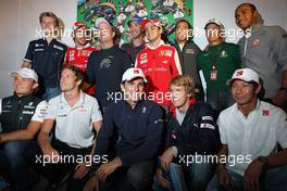 26.08.2010 Spa, Belgium,  Drivers gather to celebrate the 300th race of Rubens Barrichello (BRA), Williams F1 Team - Formula 1 World Championship, Rd 13, Belgium Grand Prix, Thursday