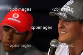 26.08.2010 Spa, Belgium,  Lewis Hamilton (GBR), McLaren Mercedes, Michael Schumacher (GER), Mercedes GP Petronas - Formula 1 World Championship, Rd 13, Belgium Grand Prix, Thursday Press Conference