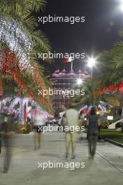 12.03.2010 Sakhir, Bahrain,  The Paddock at night - Formula 1 World Championship, Rd 1, Bahrain Grand Prix, Friday