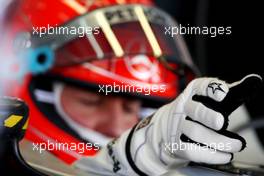 12.03.2010 Sakhir, Bahrain,  The glove of Michael Schumacher (GER), Mercedes GP Petronas - Formula 1 World Championship, Rd 1, Bahrain Grand Prix, Friday Practice