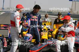 12.03.2010 Sakhir, Bahrain,  Jenson Button (GBR), McLaren Mercedes with Mark Webber (AUS), Red Bull Racing and Lewis Hamilton (GBR), McLaren Mercedes - Formula 1 World Championship, Rd 1, Bahrain Grand Prix, Friday