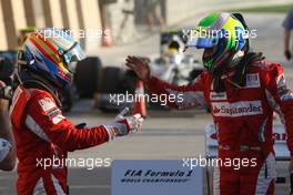 14.03.2010 Sakhir, Bahrain,  Fernando Alonso (ESP), Scuderia Ferrari, Felipe Massa (BRA), Scuderia Ferrari - Formula 1 World Championship, Rd 1, Bahrain Grand Prix, Sunday Podium