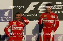 14.03.2010 Sakhir, Bahrain,  Felipe Massa (BRA), Scuderia Ferrari and Fernando Alonso (ESP), Scuderia Ferrari - Formula 1 World Championship, Rd 1, Bahrain Grand Prix, Sunday Podium