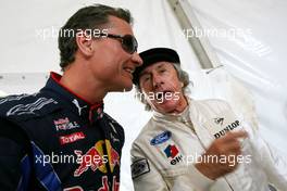 13.03.2010 Sakhir, Bahrain,  60th Anniversary of F1 World Championship, David Coulthard (GBR), Red Bull Racing, Consultant and Sir Jackie Stewart (GBR), 1969, 1971, 1973 F1 World Champion  - Formula 1 World Championship, Rd 1, Bahrain Grand Prix, Saturday