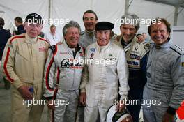 13.03.2010 Sakhir, Bahrain,  John Surtees (GBR), with Mario Andretti (USA), Nigel Mansell (GBR), Sir Jackie Stewart (GBR), RBS Representitive and Ex F1 World Champion, Damon Hill and  Emerson Fittipaldi - Formula 1 World Championship, Rd 1, Bahrain Grand Prix, Saturday