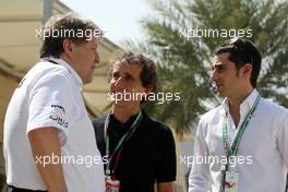 13.03.2010 Sakhir, Bahrain,  Norbert Haug (GER), Mercedes, Motorsport chief, Alain Prost (FRA) and his son Nicolas Prost (FRA) - Formula 1 World Championship, Rd 1, Bahrain Grand Prix, Saturday