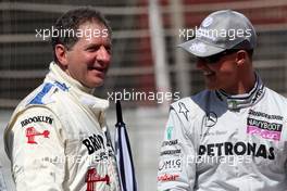 14.03.2010 Sakhir, Bahrain,  Jody Scheckter (SAF), 1979 F1 World Champion, Michael Schumacher (GER), Mercedes GP Petronas - Formula 1 World Championship, Rd 1, Bahrain Grand Prix, Sunday
