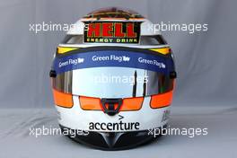 11.03.2010 Sakhir, Bahrain,  Helmet of Nico Hulkenberg (GER), Williams F1 Team  - Formula 1 World Championship, Rd 1, Bahrain Grand Prix, Thursday