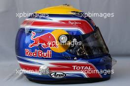 11.03.2010 Sakhir, Bahrain,  Helmet of Mark Webber (AUS), Red Bull Racing  - Formula 1 World Championship, Rd 1, Bahrain Grand Prix, Thursday